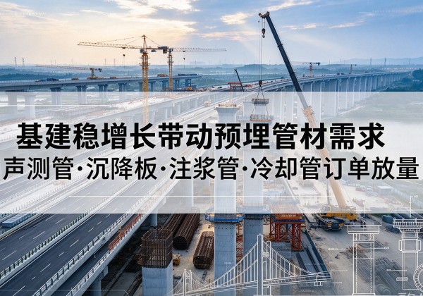 黄岛基建稳增长带动预埋监测管材需求，声测管、沉降板、注浆管订单持续放量